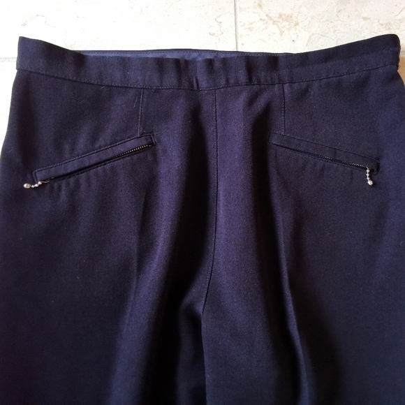 Vintage 90s High Waisted Wool Stretch Pants Blue - Picture 5 of 8